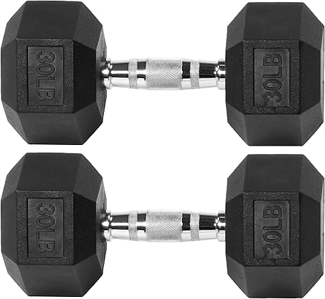 Rubber Encased Hex Dumbbell Pair (2 dumbbells)