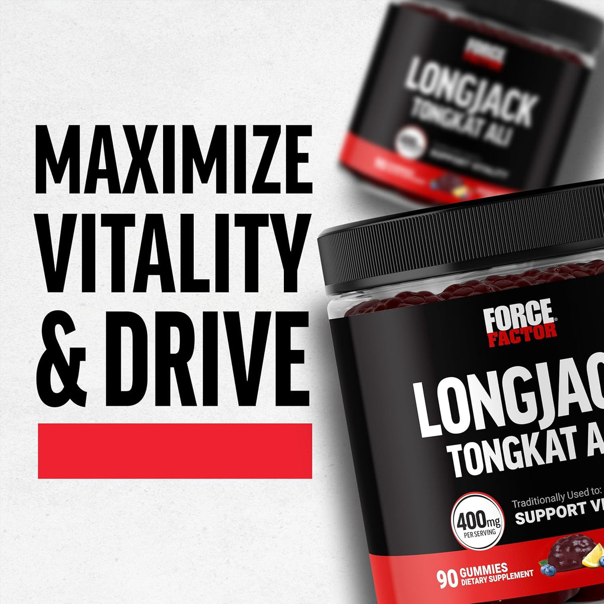 Force Factor Long Jack Gummies, Mixed Berry Lemonade 90ct