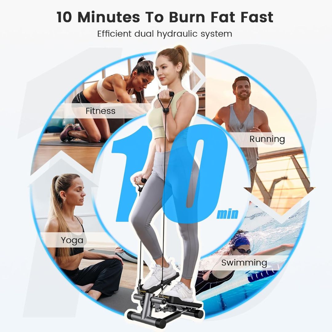 Mini Stepper with Resistance Bands - 330lb weight capacity