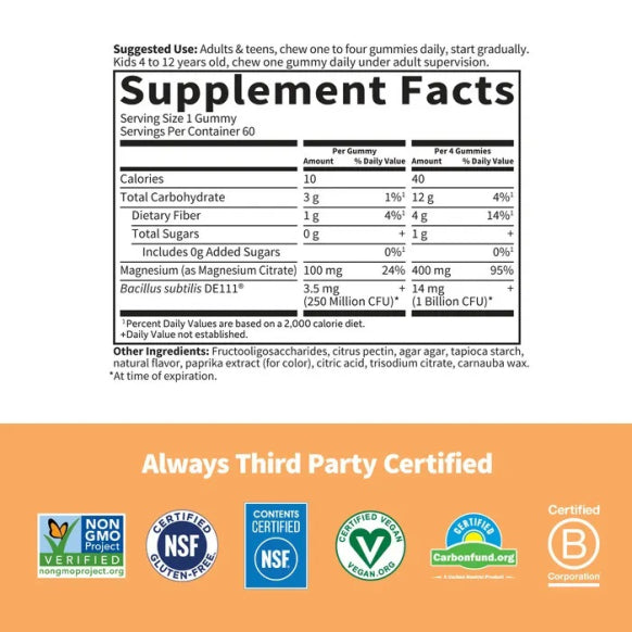 Garden of Life, Magnesium with Pre & Probiotics Gummies Peach, 60 Gummies