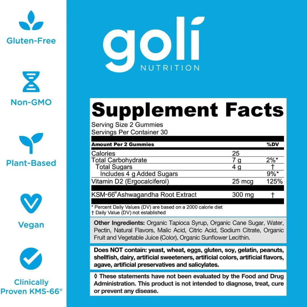 Goli Nutrition|| Ashwagandha Gummies||Mixed Berry|| 60count