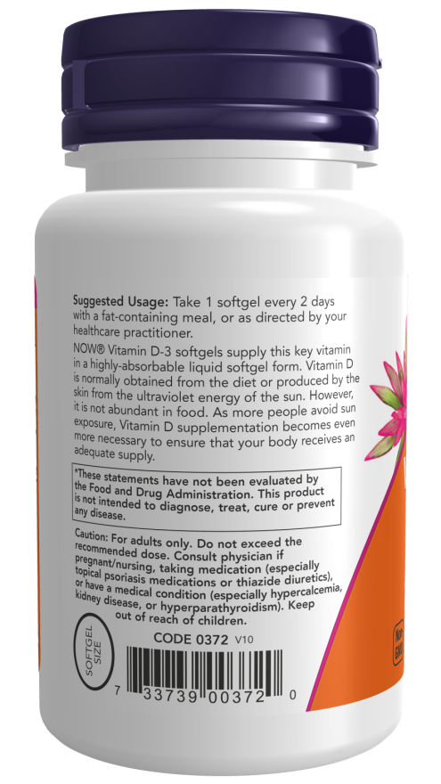 NOW Vitamin D3 softgels 5000iu 240ct
