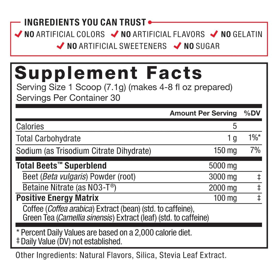 Force Factor Total Beets Energy Drink Mix 30 Servings