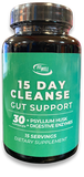 Bottle of dietary supplement for a 15-day gut cleanse.