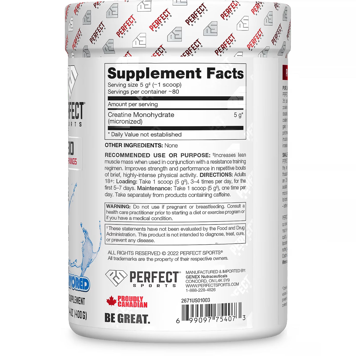 Perfect Sports Creatine Vegan 400g Unflavored