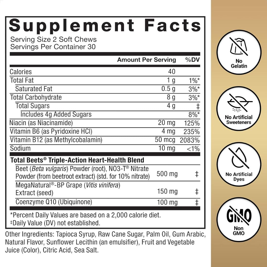 Total Beets Ultimate Heart Health Chews- 60ct Black Cherry
