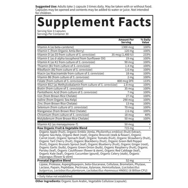 GOL Vitamin Code Raw Prenatal 90veg caps