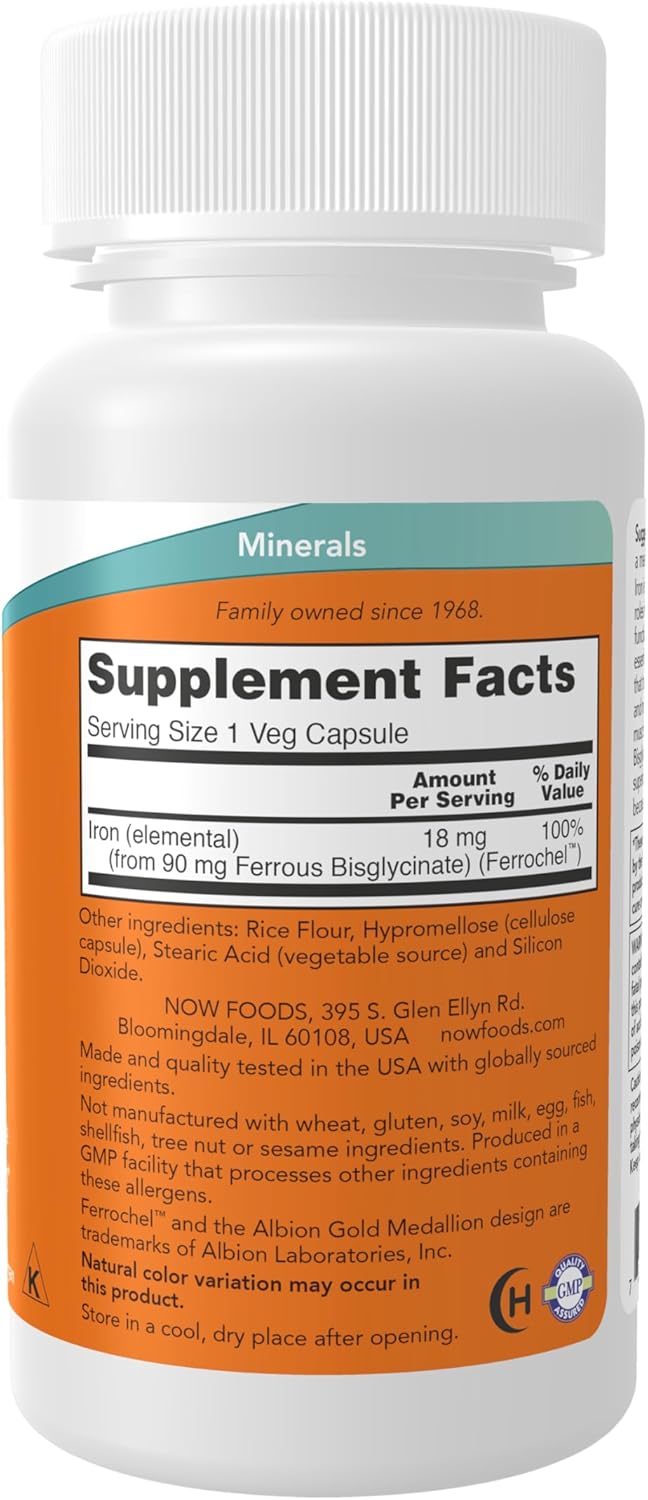 NOW Supplements Iron 18 mg 120ct