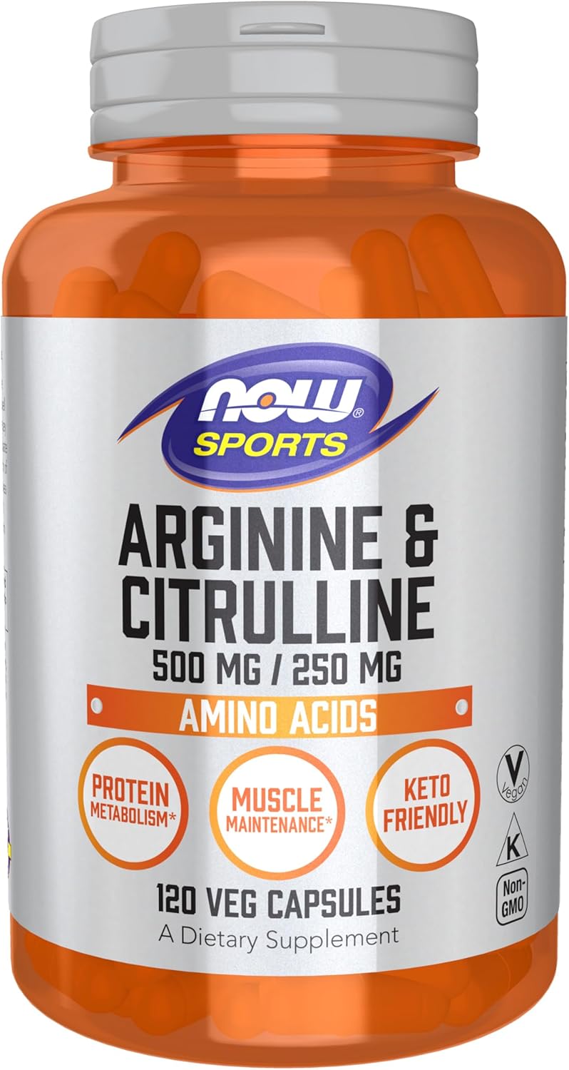NOW Sports Arginine & Citrulline Amino Acids 120 Veg Capsules