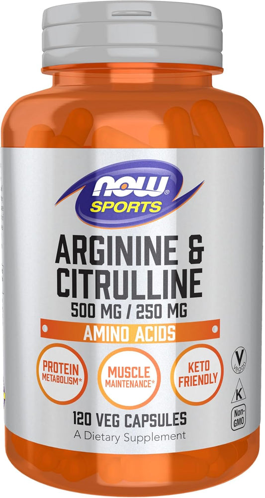 NOW Sports Arginine & Citrulline Amino Acids 120 Veg Capsules
