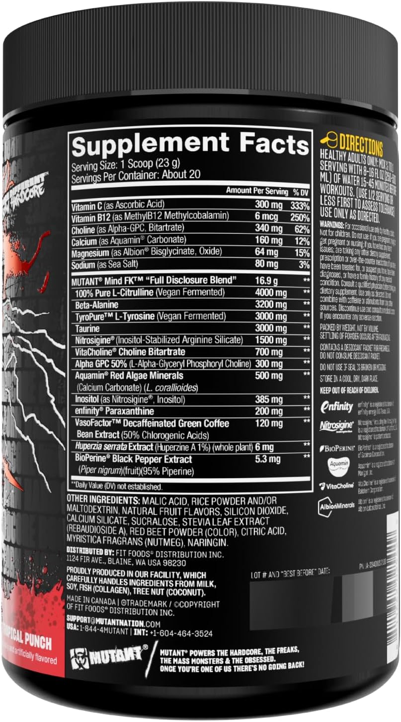 Mutant Mind FK Epic Nootropic Pre - Workout 20sv