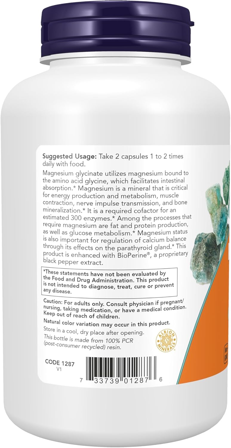 Now Magnesium Glycinate with BioPerine 180vcaps
