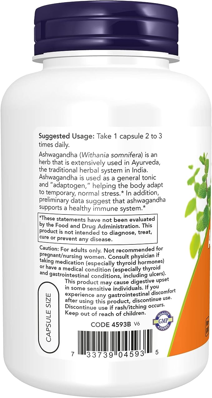 NOW Ashwagandha Capsules- 90ct or 180ct
