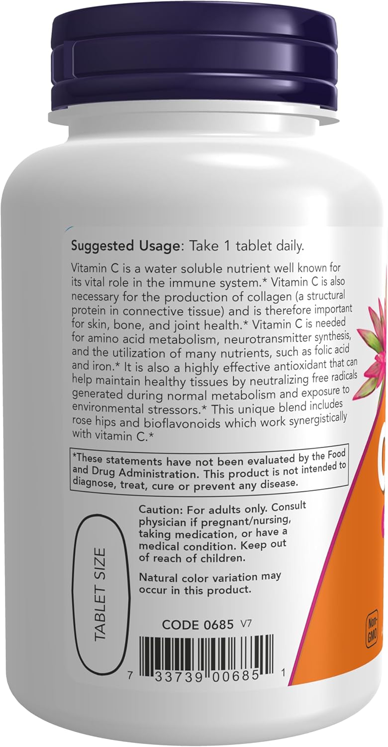 NOW Vitamin C-1000 100ct with rose hips & bioflavonoids 100ct