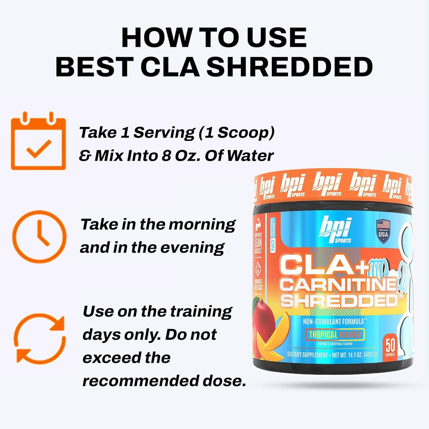 BPI CLA + Carnitine Shredded 50sv Tropical Mango