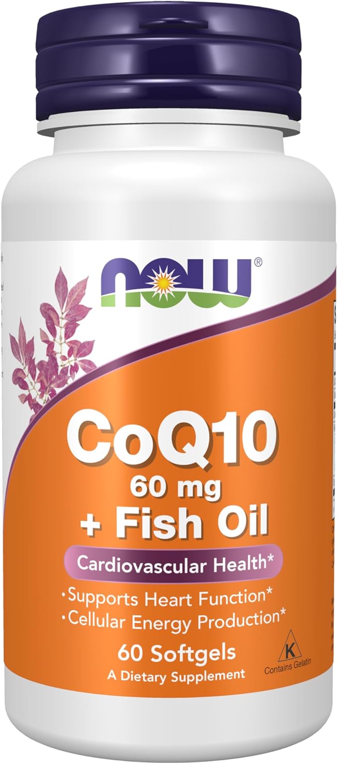 Now CoQ10 60mg with Omega 3 Fish Oil-60 softgels