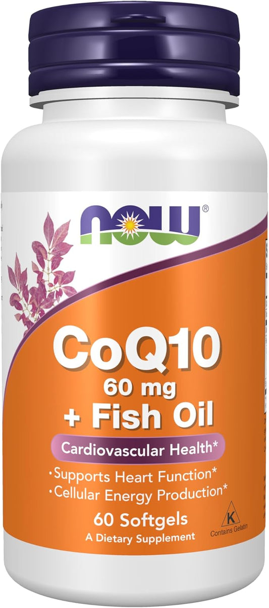 Now CoQ10 60mg with Omega 3 Fish Oil-60 softgels