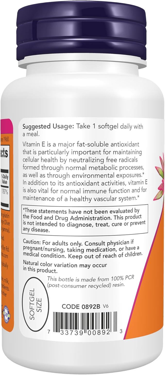 Now Vitamin E-400 w/Mixed Tocopherols- 100softgels