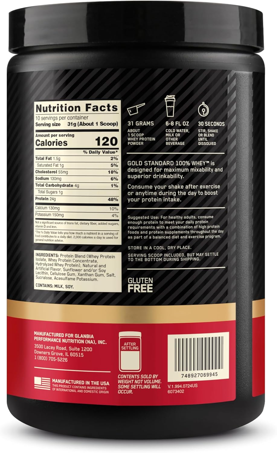 O.N. Gold Standard Whey Protein 10oz