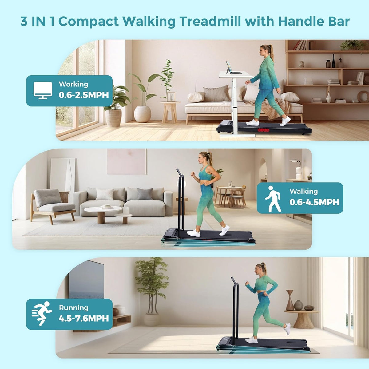 OkayFox Walking Pad Treadmill with Incline