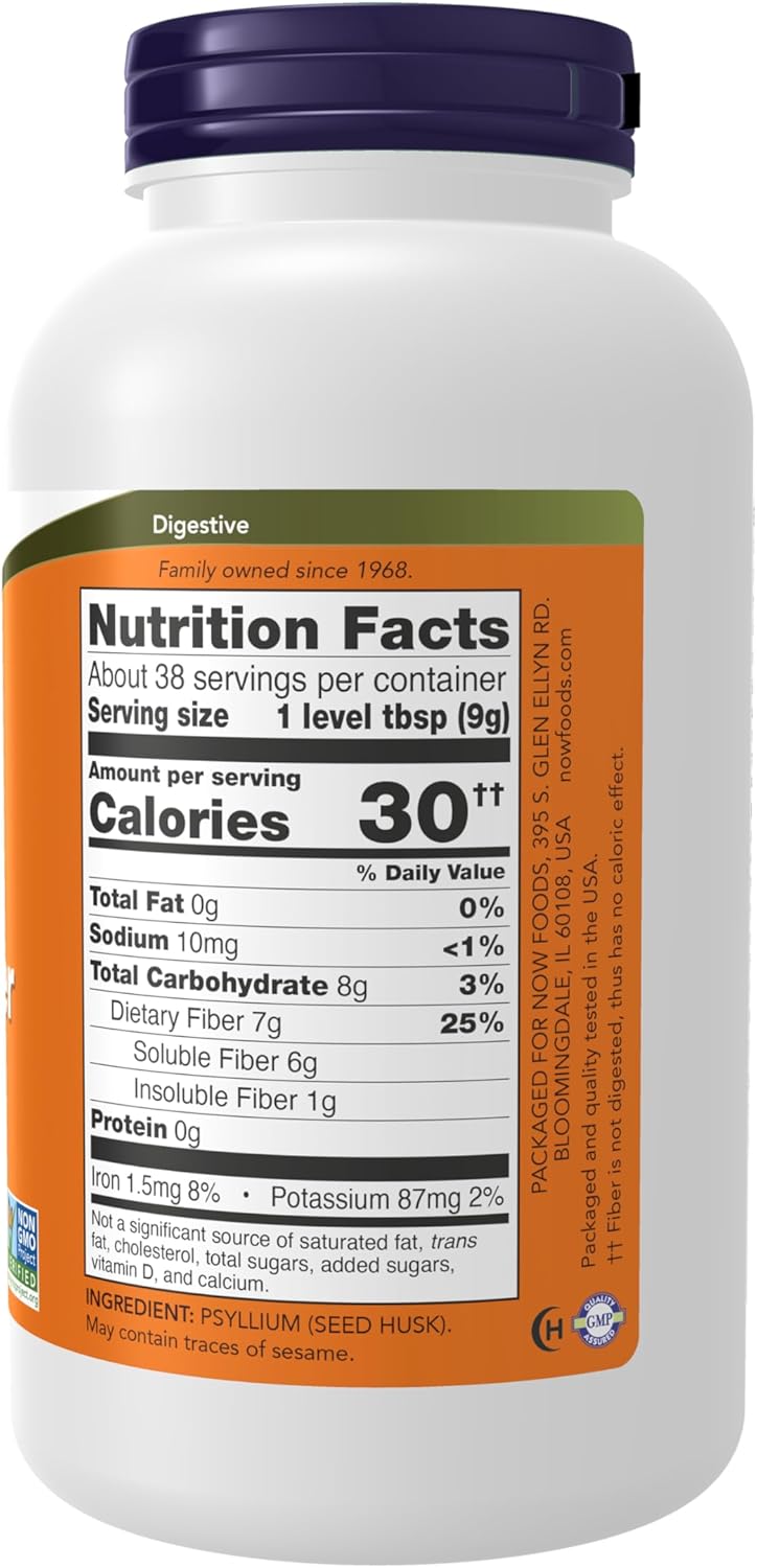 Now Psyllium Husk Powder 12oz - 37 Servings Unflavored