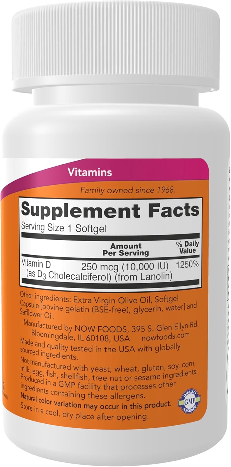 Now Vitamin D-3 10,000 IU 120 softgels