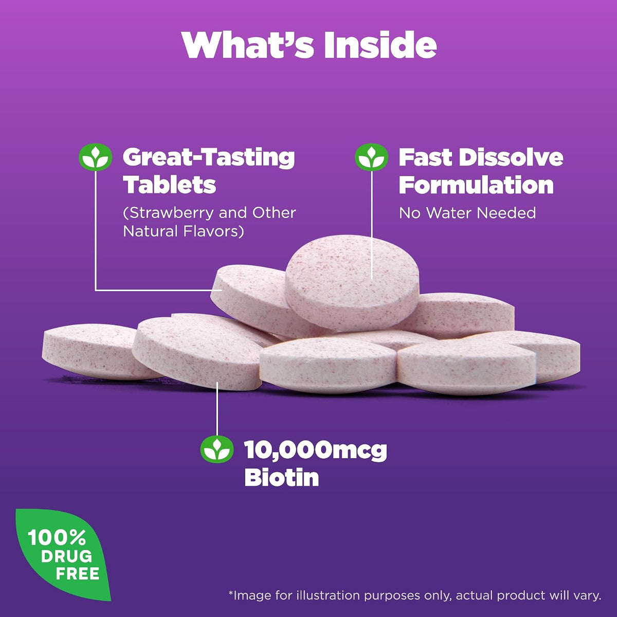 Natrol Biotin Fast Dissolve 10,000 mcg 60 Tablets Strawberry