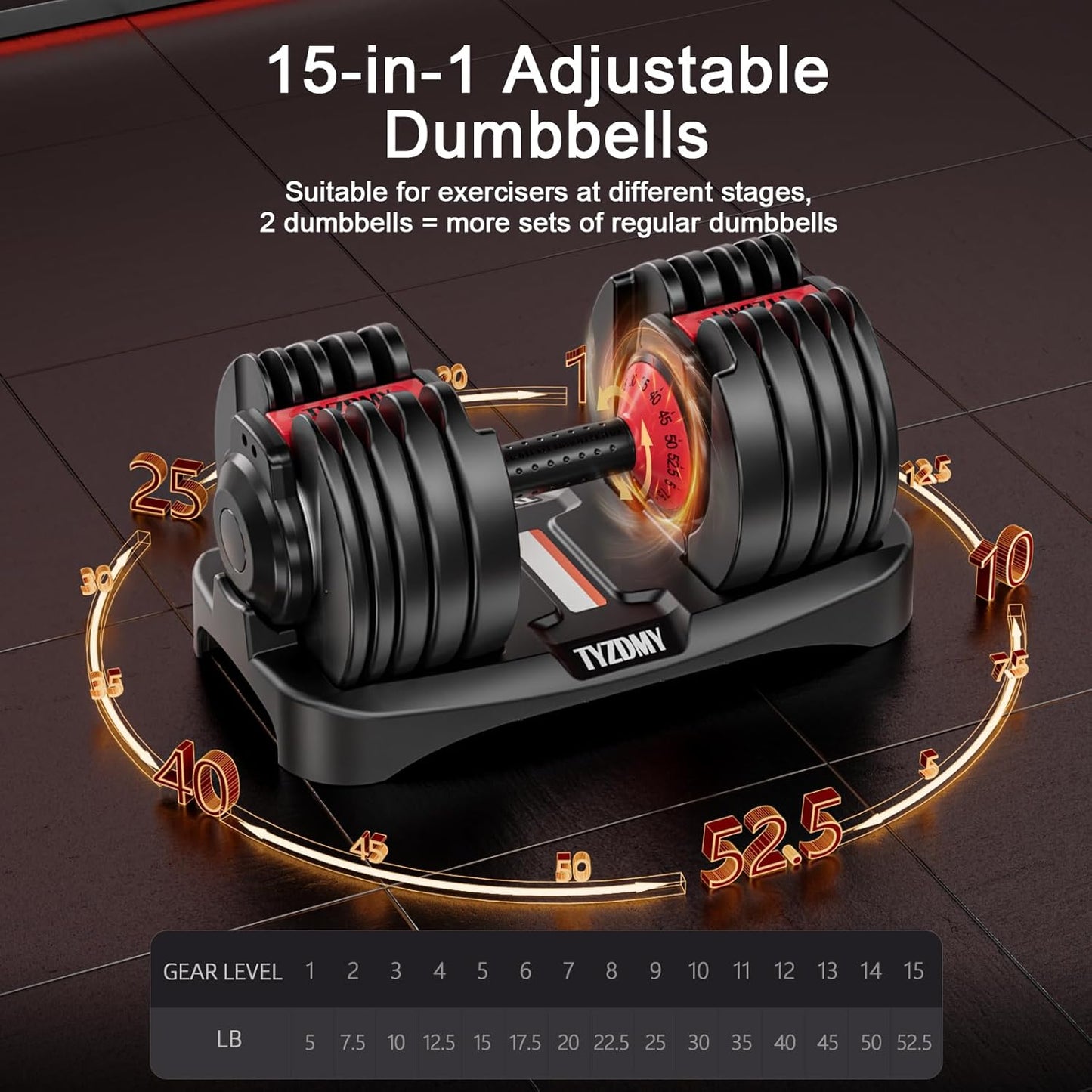 52.5lb Adjustable Dumbbell Pair (Set of 2)