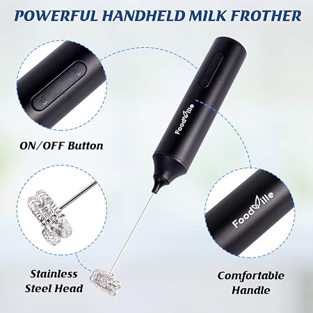 FoodVille MF05 Rechargeable Milk Frother Black