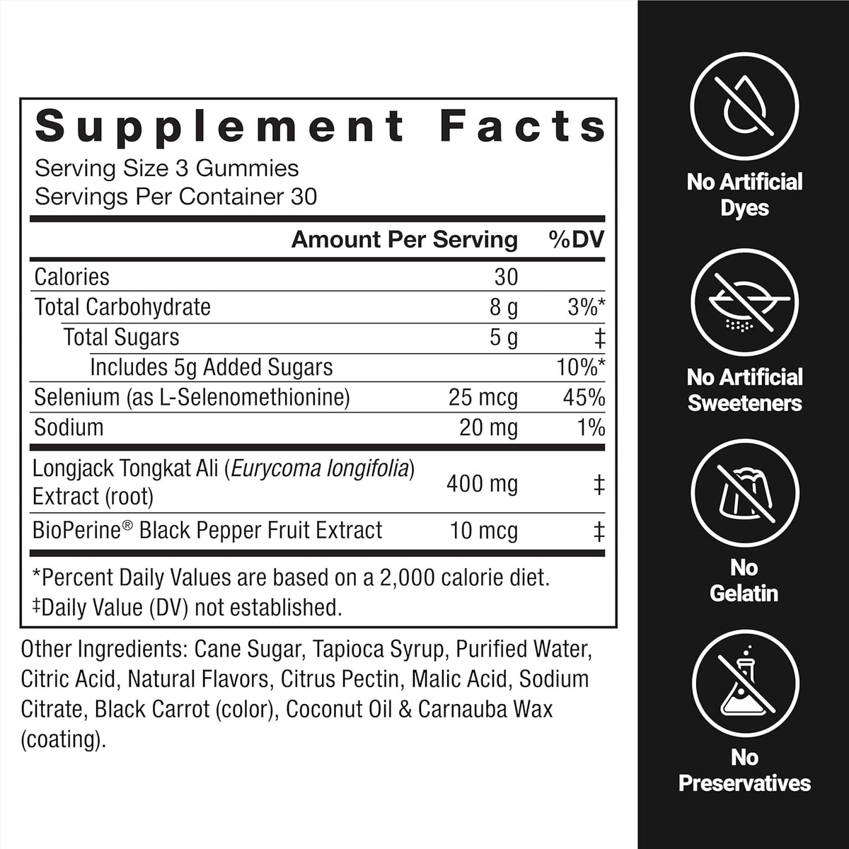 Force Factor Long Jack Gummies, Mixed Berry Lemonade 90ct