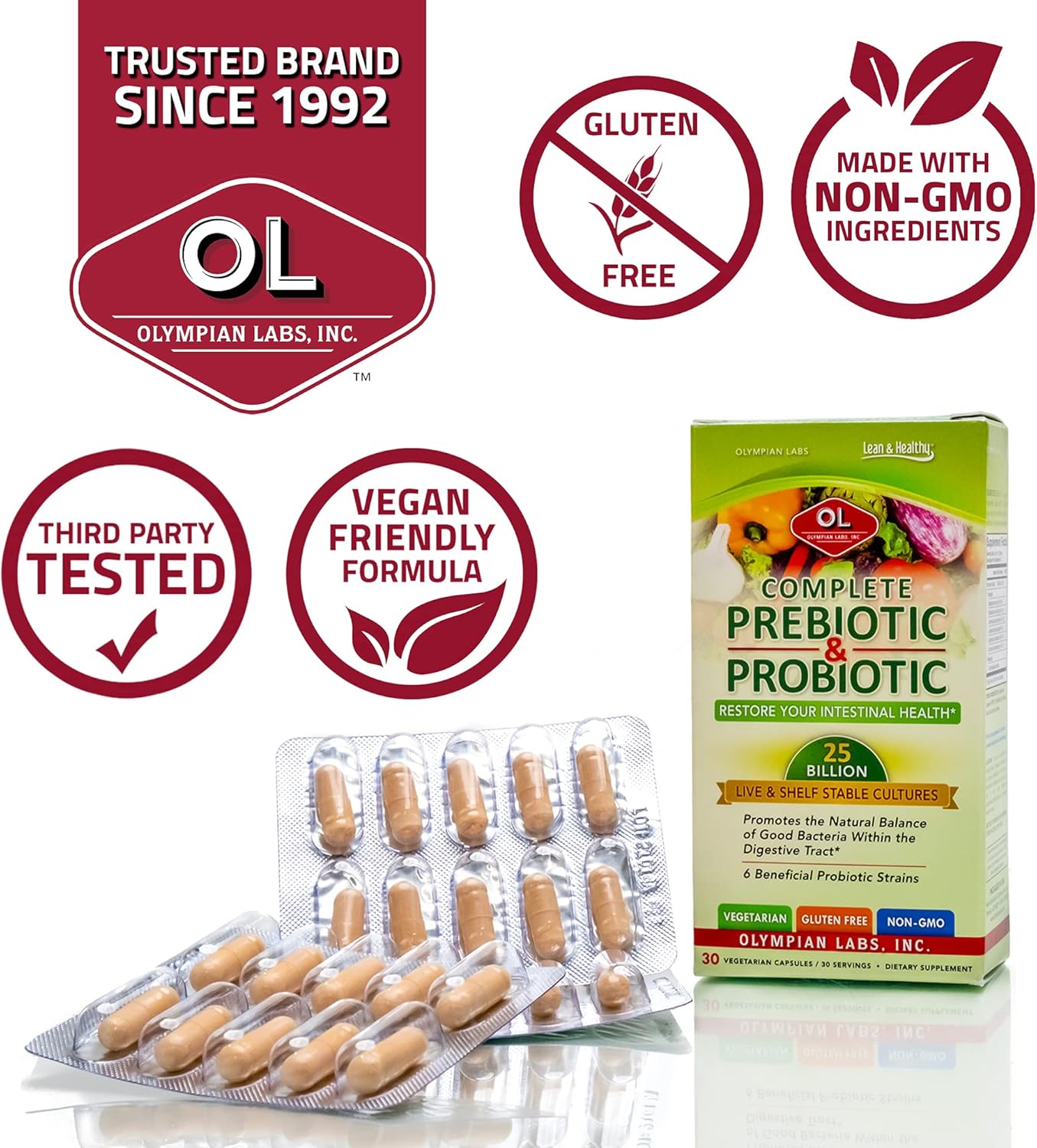 Olympian Labs Complete Prebiotic & Probiotic 30 caps