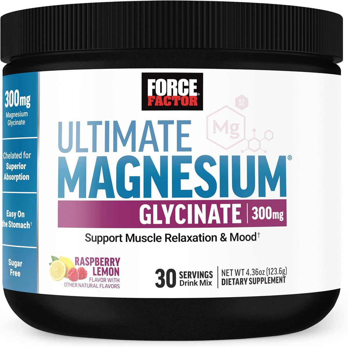 Force Factor Ultimate Magnesium Glycinate 30sv Raspberry Lemon