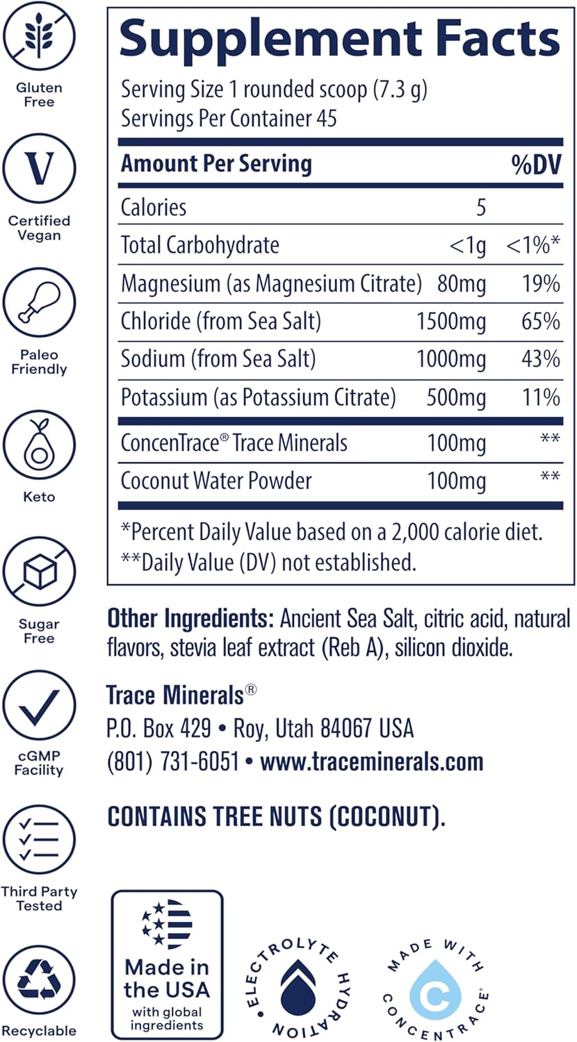 Trace Minerals ZeroLyte Electrolytes & Coconut Water