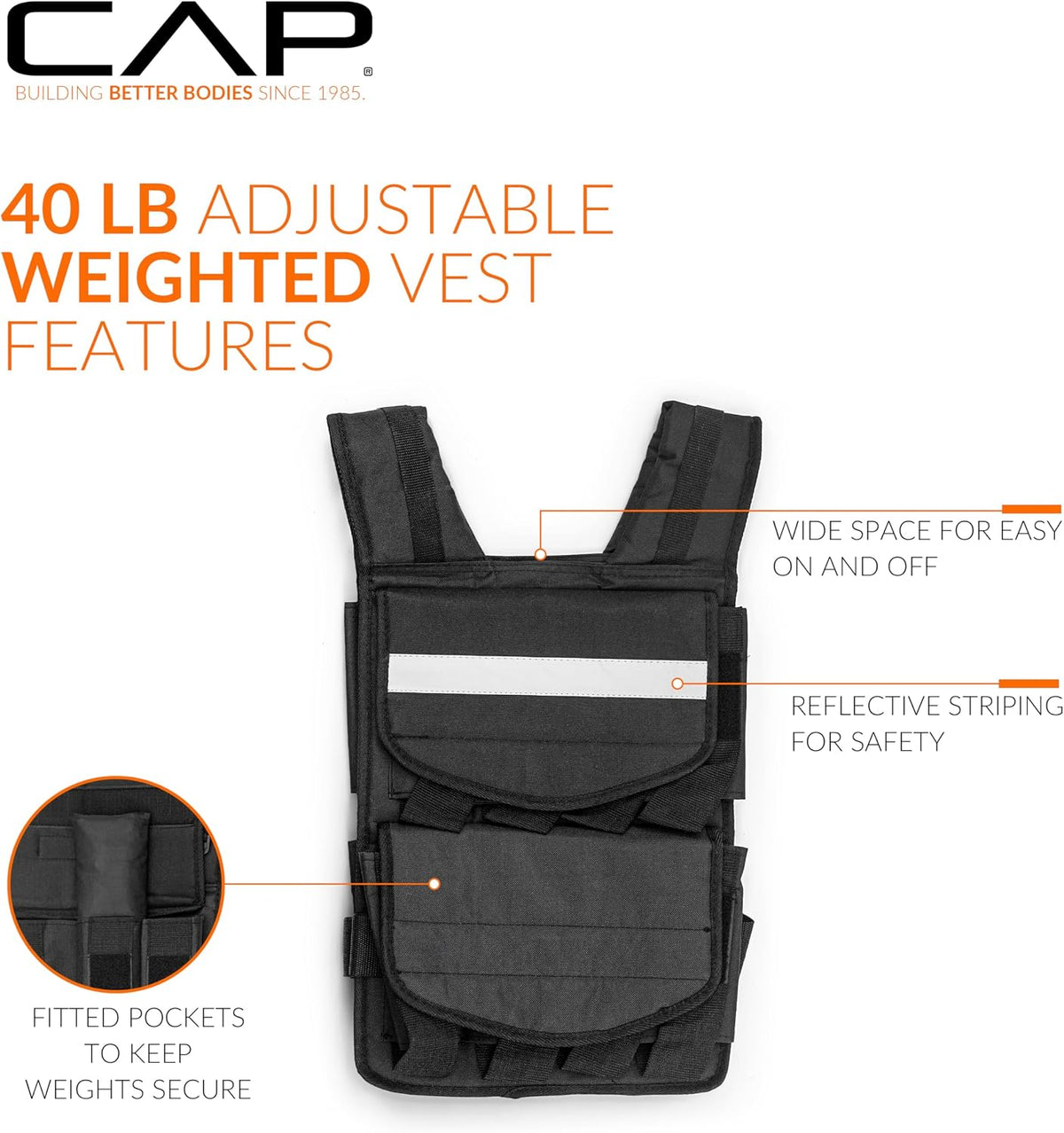 CAP Adjustable Weighted Vest 40lb