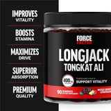 Force Factor Long Jack Gummies, Mixed Berry Lemonade 90ct