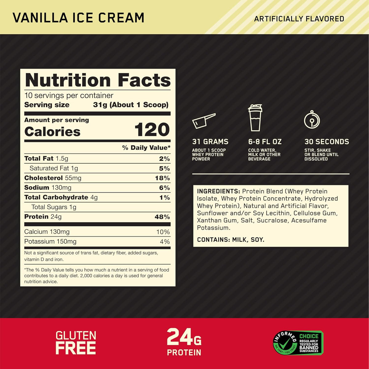 O.N. Gold Standard Whey Protein 10oz