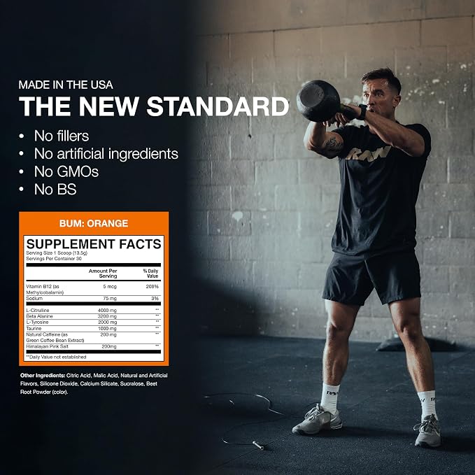 BUM Raw Essential Pre-Workout 30sv Orange
