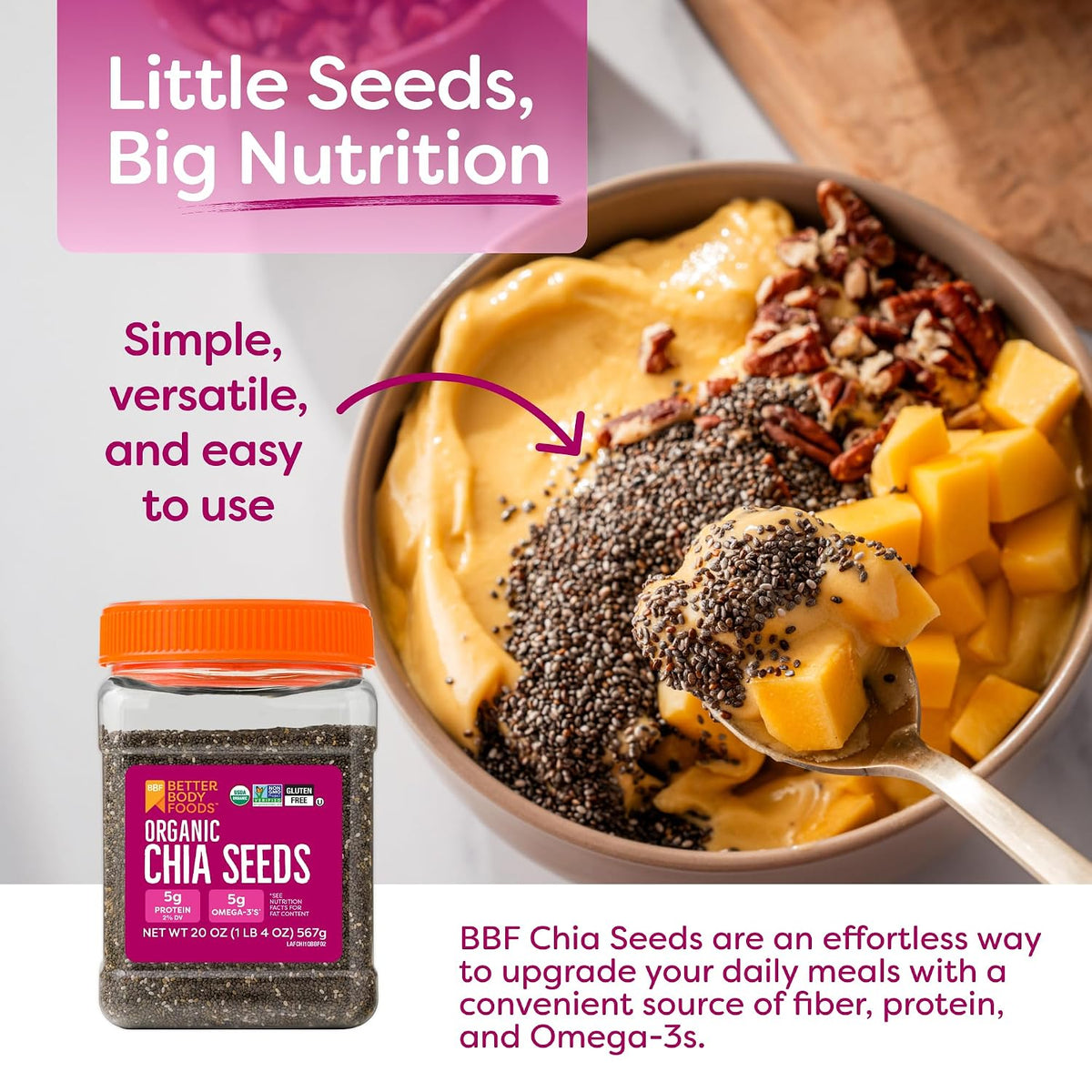 Better Body Foods Organic Chia Seeds 20oz