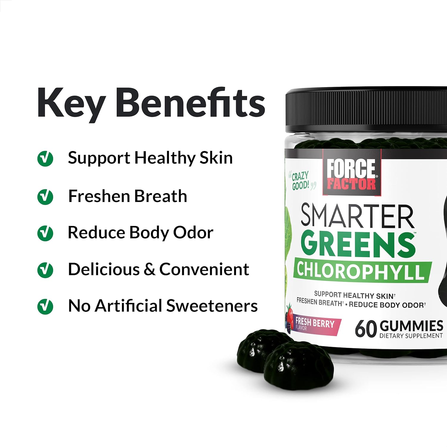 Force Factor Smarter Greens Chlorophyll Gummies 60ct