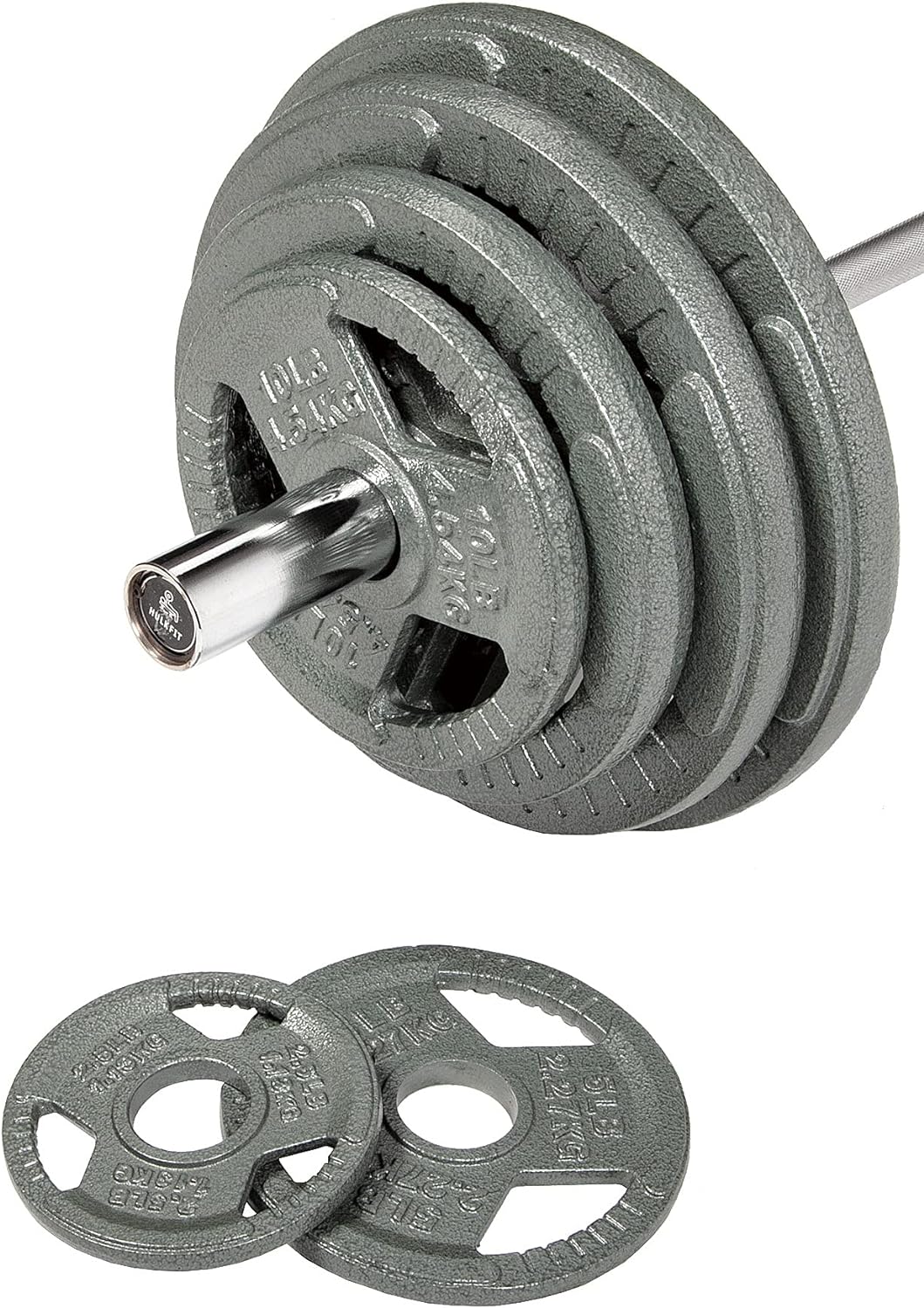 Cast Iron Plate Weight Plate for Strength Training and Weightlifting, 2" Center Hole