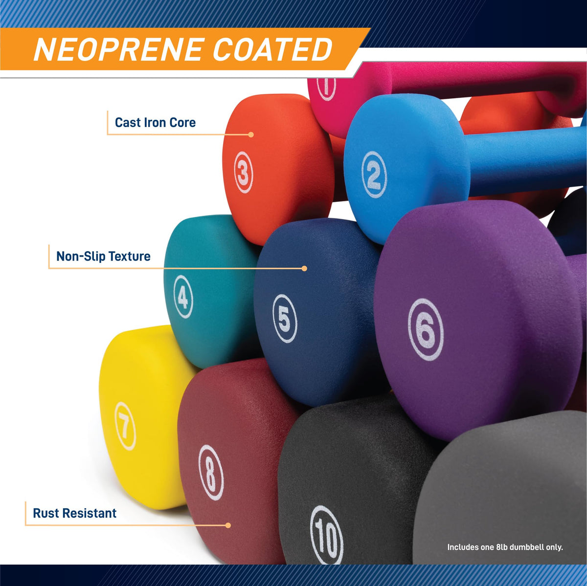 Weider Neoprene 8lb dumbbell pair