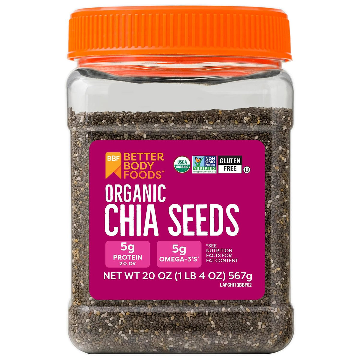Better Body Foods Organic Chia Seeds 20oz