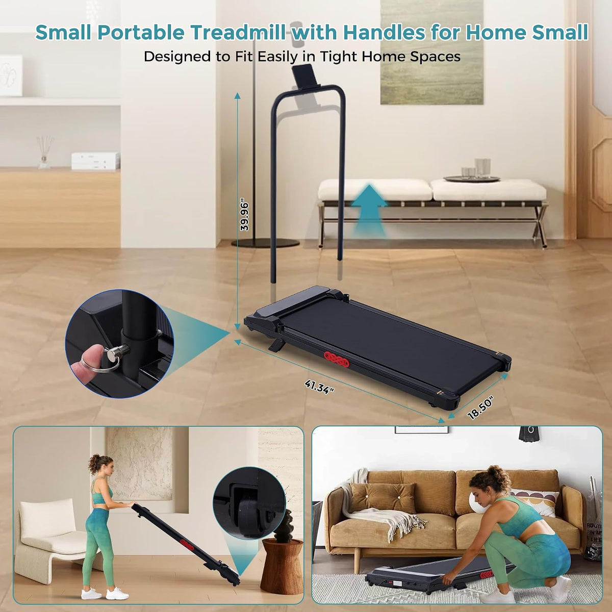 OkayFox Walking Pad Treadmill with Incline