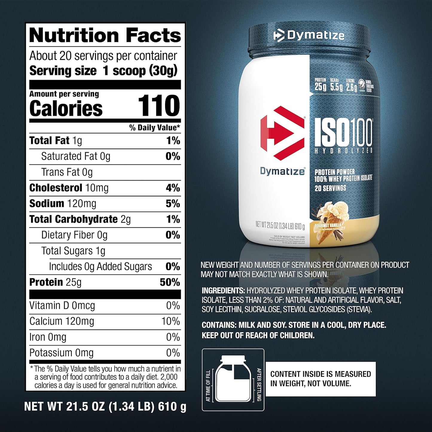 Dymatize ISO 100 Hydrolyzed Protein Powder 1.3lb