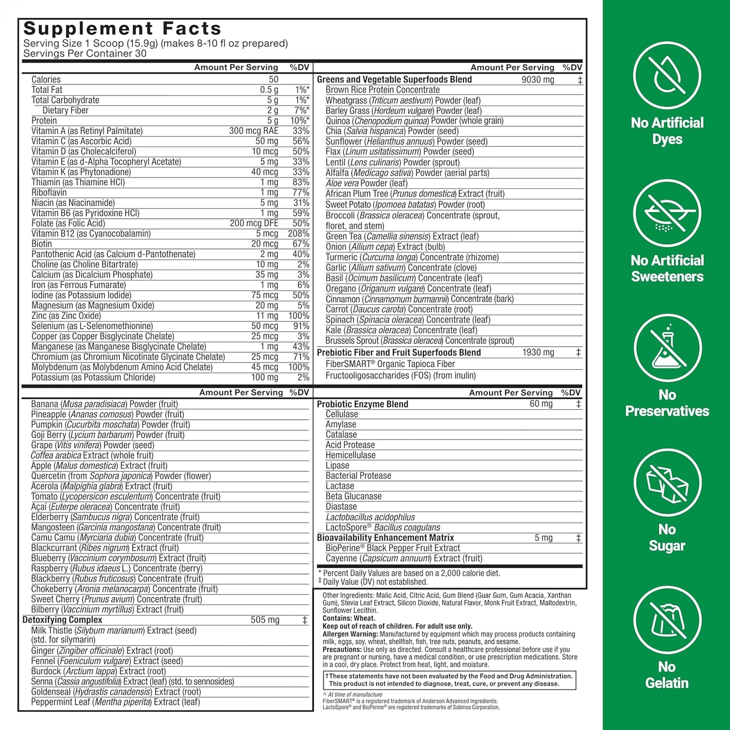 Force Factor Smarter Greens Superfoods + Digestion Powder 30sv Pomegranate Berry