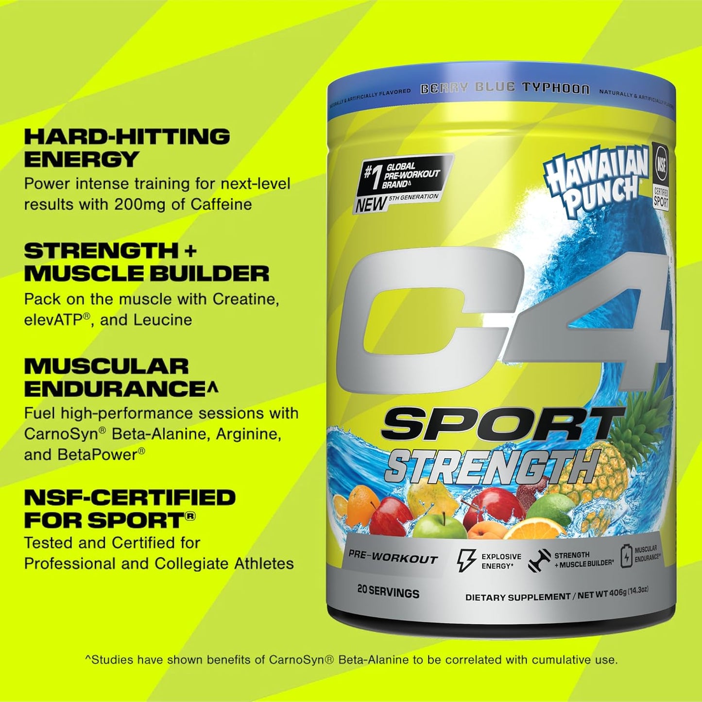 C4 Sport Strength Preworkout 20sv Hawaiian Punch