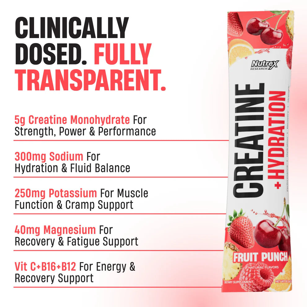 Nutrex Creatine + Hydration Sticks Pack 15ct