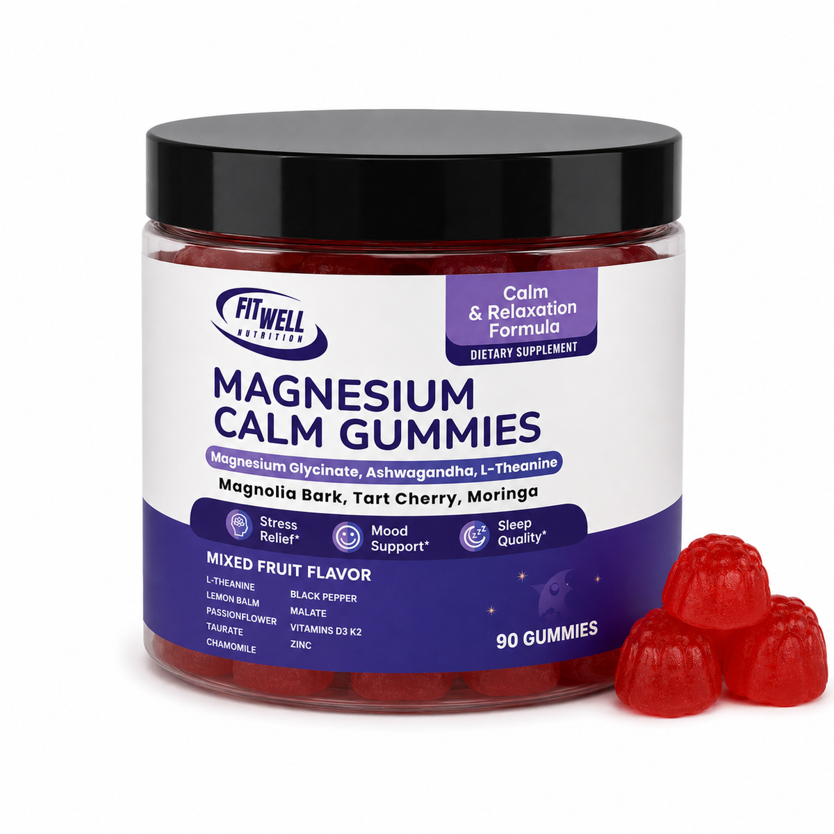 Fit Well Magnesium Calm Gummies 90ct