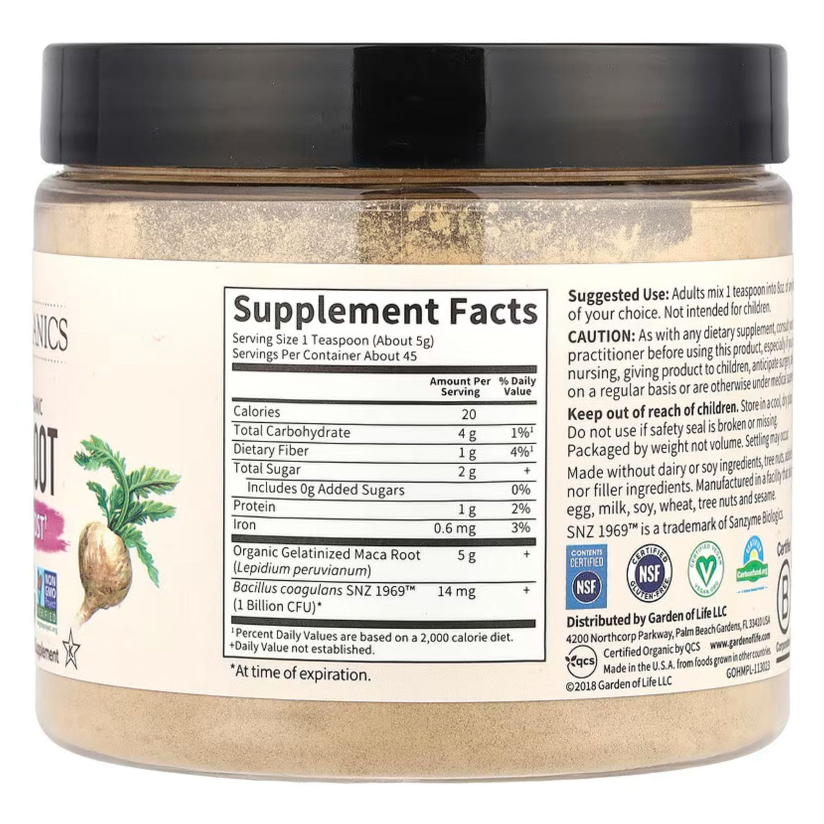 Garden of Life, Organics, Organic Maca Root Powder