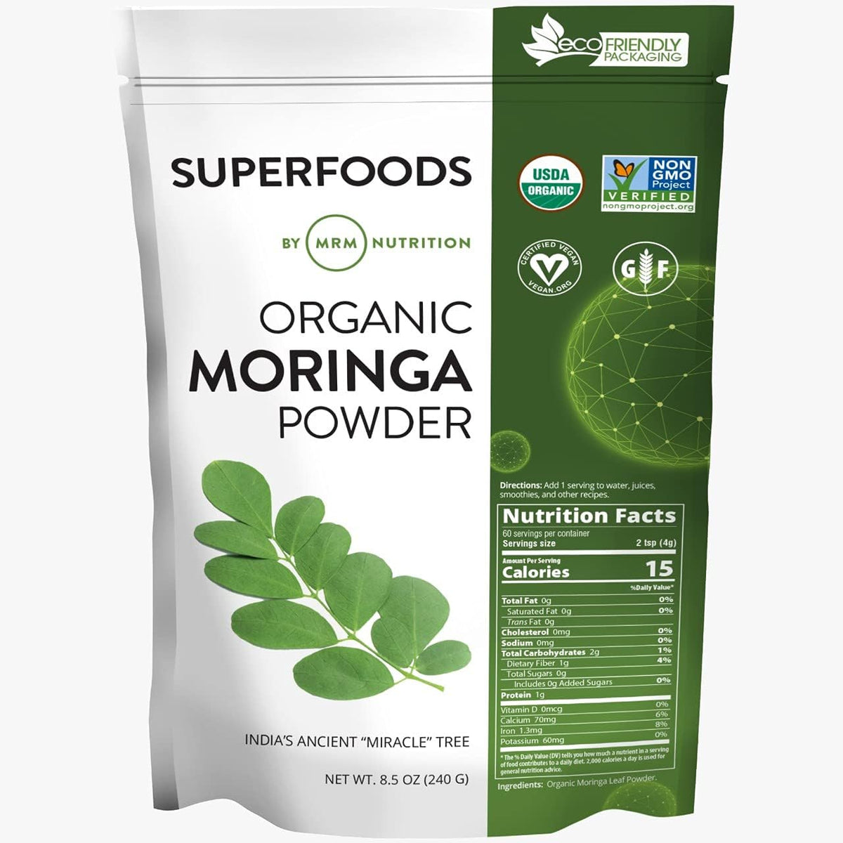MRM Raw Organic Moringa Powder 8.5oz